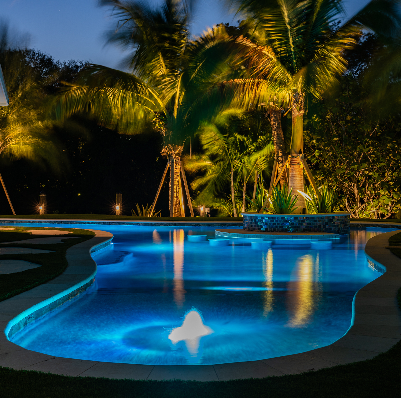 Engineering elevated pool features on site